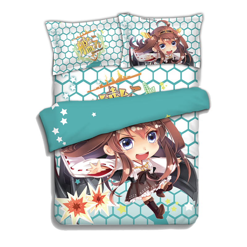 Kongou - Kantai Collection Anime 4 Pieces Bedding Sets,Bed Sheet Duvet Cover with Pillow Covers